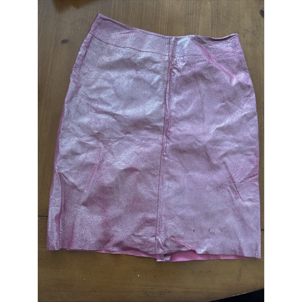 Y2K Express World Brand Women's Sz 3/4 Pink Shiny 100% Leather Lined Mini Skirt